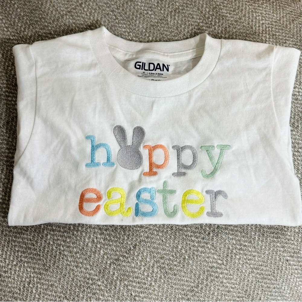 NWOT Hoppy Easter Embroidered Kids Shirt